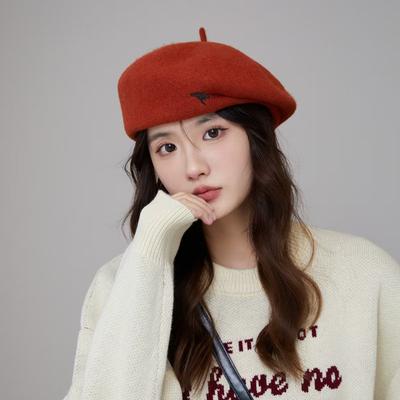 Japanese Autumn And Winter Fashion Wool Beret Women'S Casual Versatile Face Small Bud Hat Small Fresh Retro Painter Hat