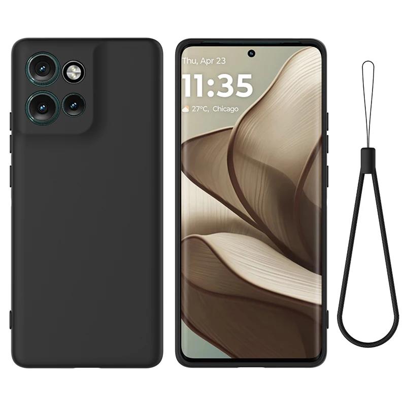 For Motorola MOTO Edge 50 Neo ,S50 Case Soft Premium Liquid Silicone Case with Flocking Inside Cover with Strap for Moto S50
