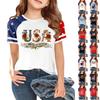 Casual Short Sleeve Crew Neck T Shirt with USA Print and Graphic Design for Independence Day Celebration Lightweight Breathable Fabric