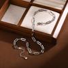 18K Gold Women's Stainless Steel Rectangular Link Chain Necklace - European & American Style Jewelry 1822.