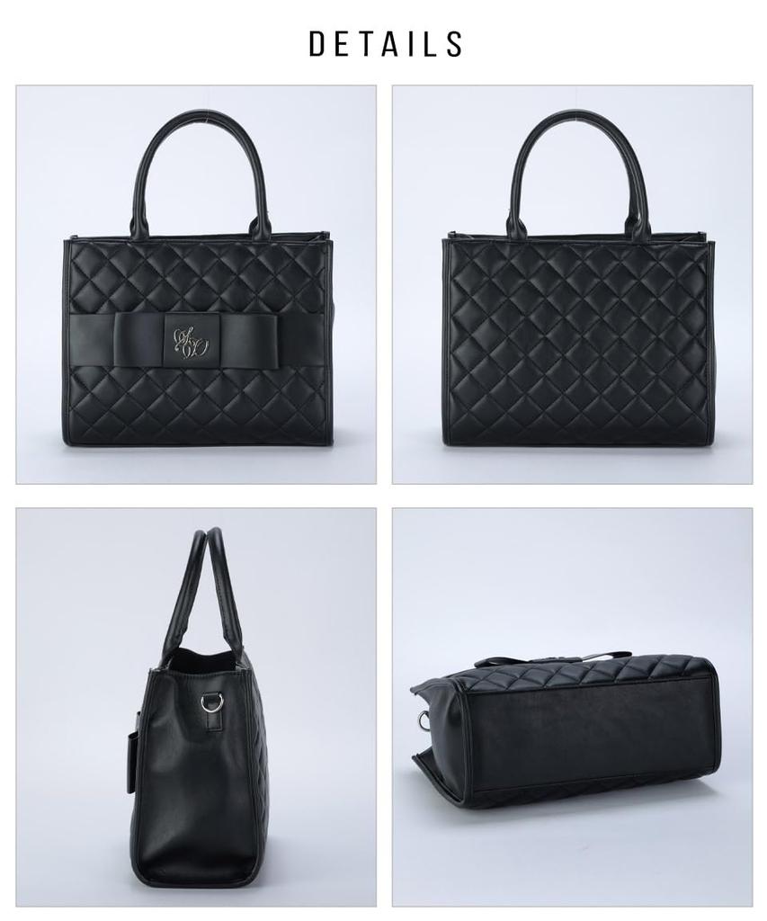 Black Tote Bag for Large Synthetic Tote Shoulder Large Shoulder Houndstooth [SecretDoor] Women, Capacity, A4, Leather, Gusseted, Handbag, Bag, Bag,