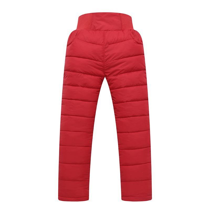 

Зимние брюки для девочек и мальчиков, детские брюки с хлопковой подкладкой, толстые теплые, повседневные брюки полной длины, одежда 120 красный