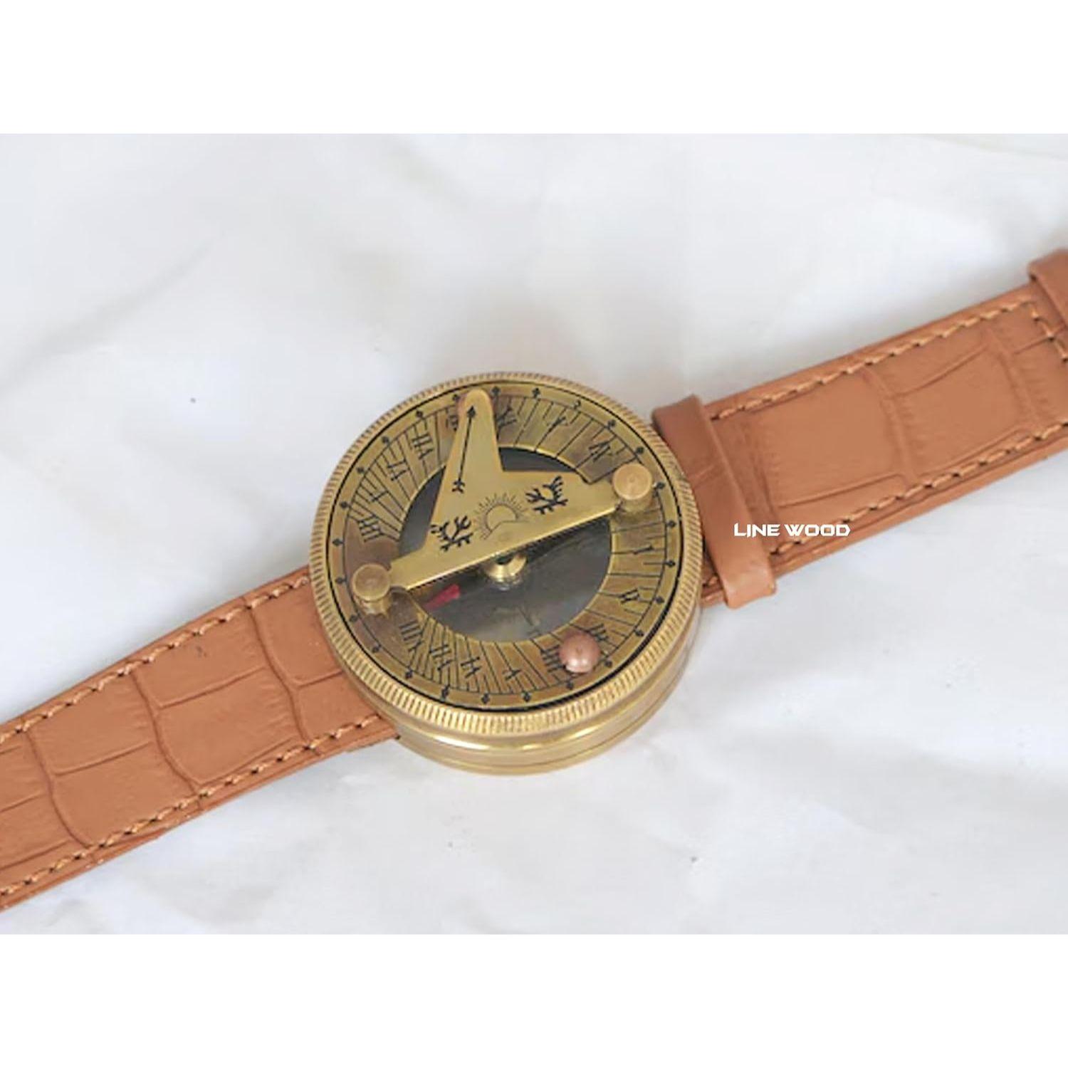 

Антикварный стимпанк латунный наручный компас и солнечные часы с кожаным ремешком – Винтажный морской подарок, Уникальные солнечные часы,