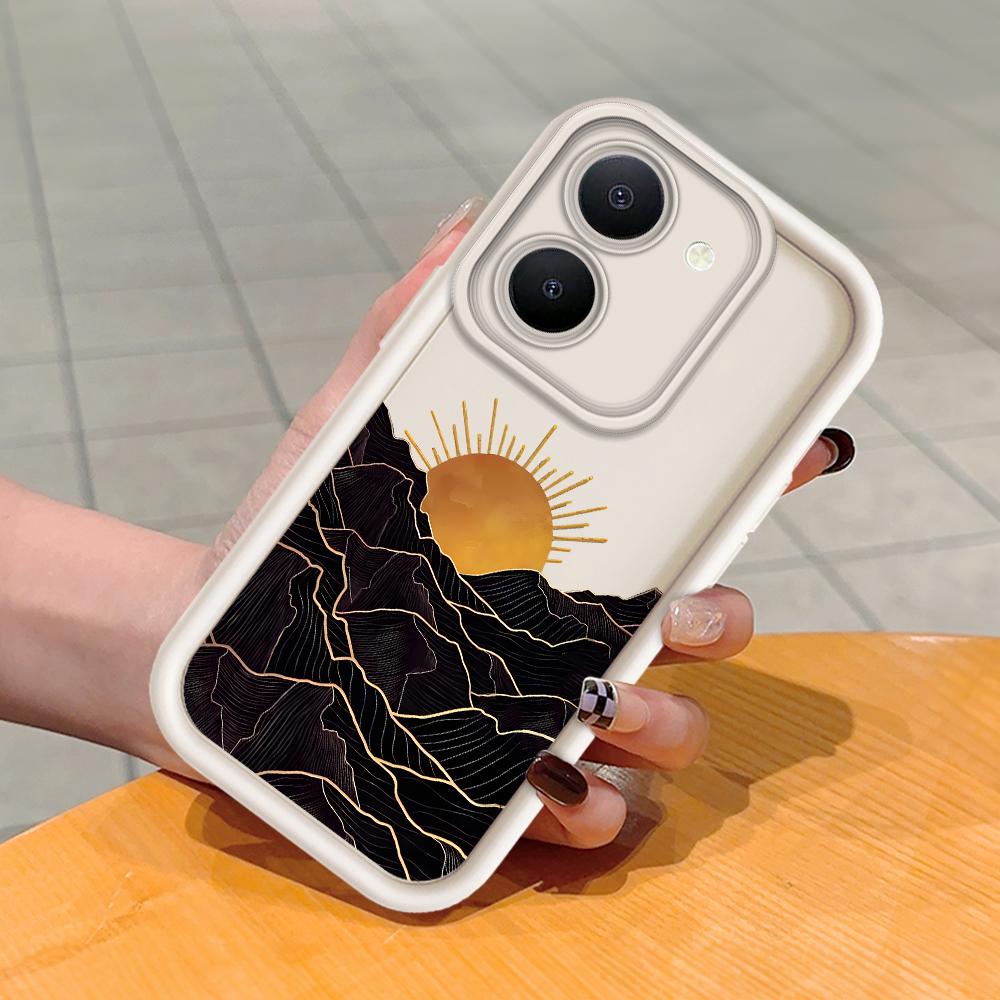 Coque de téléphone en Silicone souple, motif d'impression d'échelle carrée, couverture complète d'appareil photo, Protection antichoc, étui en caoutchouc pour Vivo