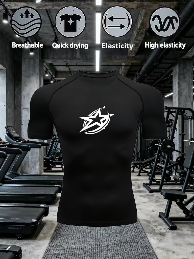 Men's High-Stretch Gym Compression T-Shirt with Quick-Dry & Breathable Fabric Casual Training Top