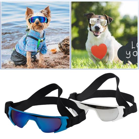 

Сонцезахисні окуляри для домашніх тварин Вітрозахисні окуляри для собак Захист від ультрафіолету Протизапотівання Регульовані сонцезахисні окуляри для собак для прогулянок на вулиці синій