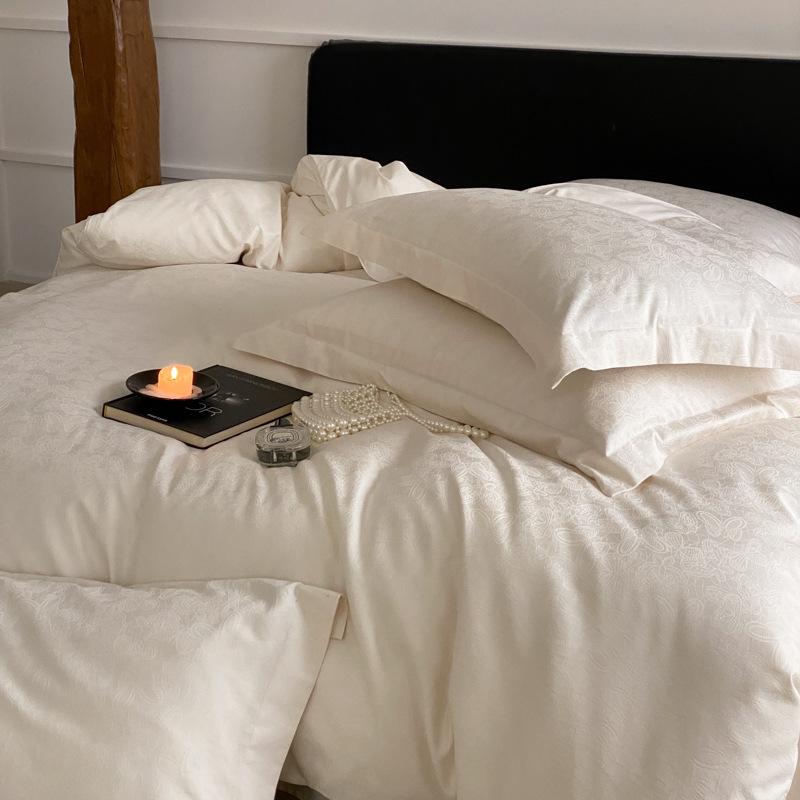 100 Long-Staple Cotton 4Pcs Set, High-End Jacquard Embroidery Bedding 4Pcs Set