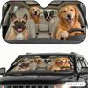 Funny French Bulldog Golden Retriever Sun Visor Car Windshield Sunshade UV Protection Reflective Foldable Heat Insulation Cover