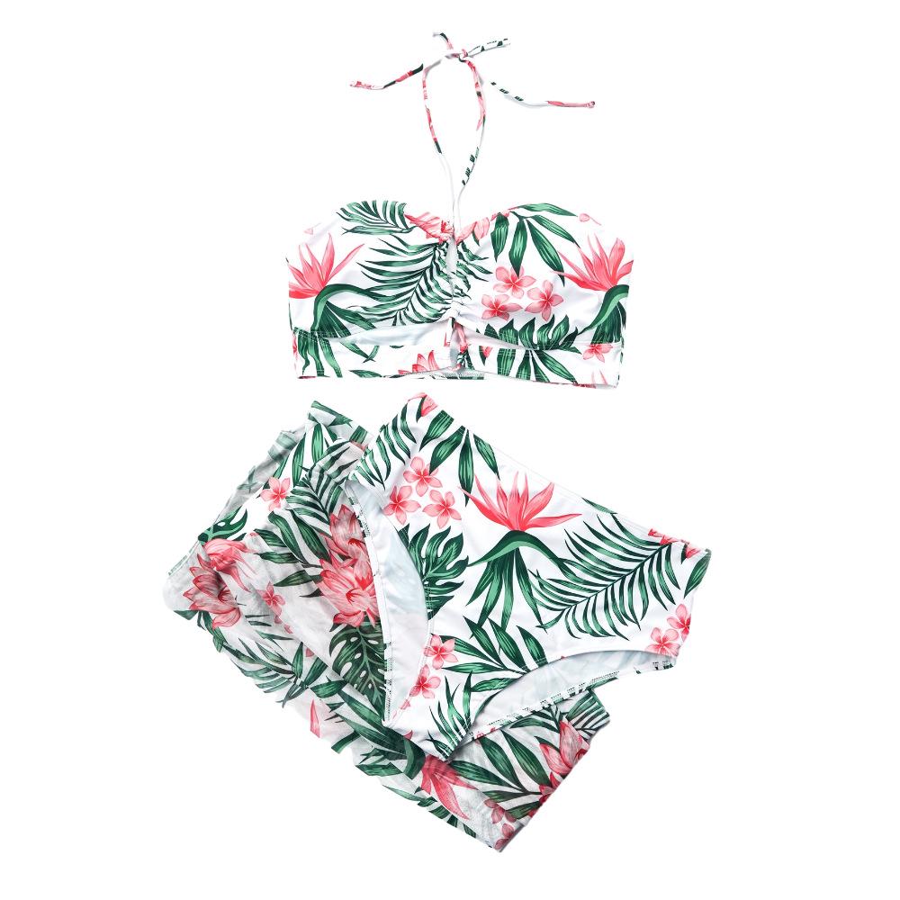 

Сексуальный купальник бикини большого размера с глубоким V-образным вырезом и высокой талией, комплект из 3 предметов с утягивающей юбкой-запахом XL