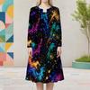 Women Plus Size Multicolor Printed Two Piece Dress Set Round Neck Long Sleeve Cardigan Sleeveless Dress