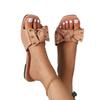 One-word Cool Slippers Women's Summer New Rivets Bow Square Head Slippers Women's Large Size Flat Sandals