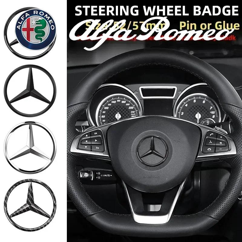 1pcs 52mm 57mm Car Steering Wheel Emblem Badge Sticker Decals For Mercedes benz A B R G Class GLK GLA w204 W251 W463 W176 S43H