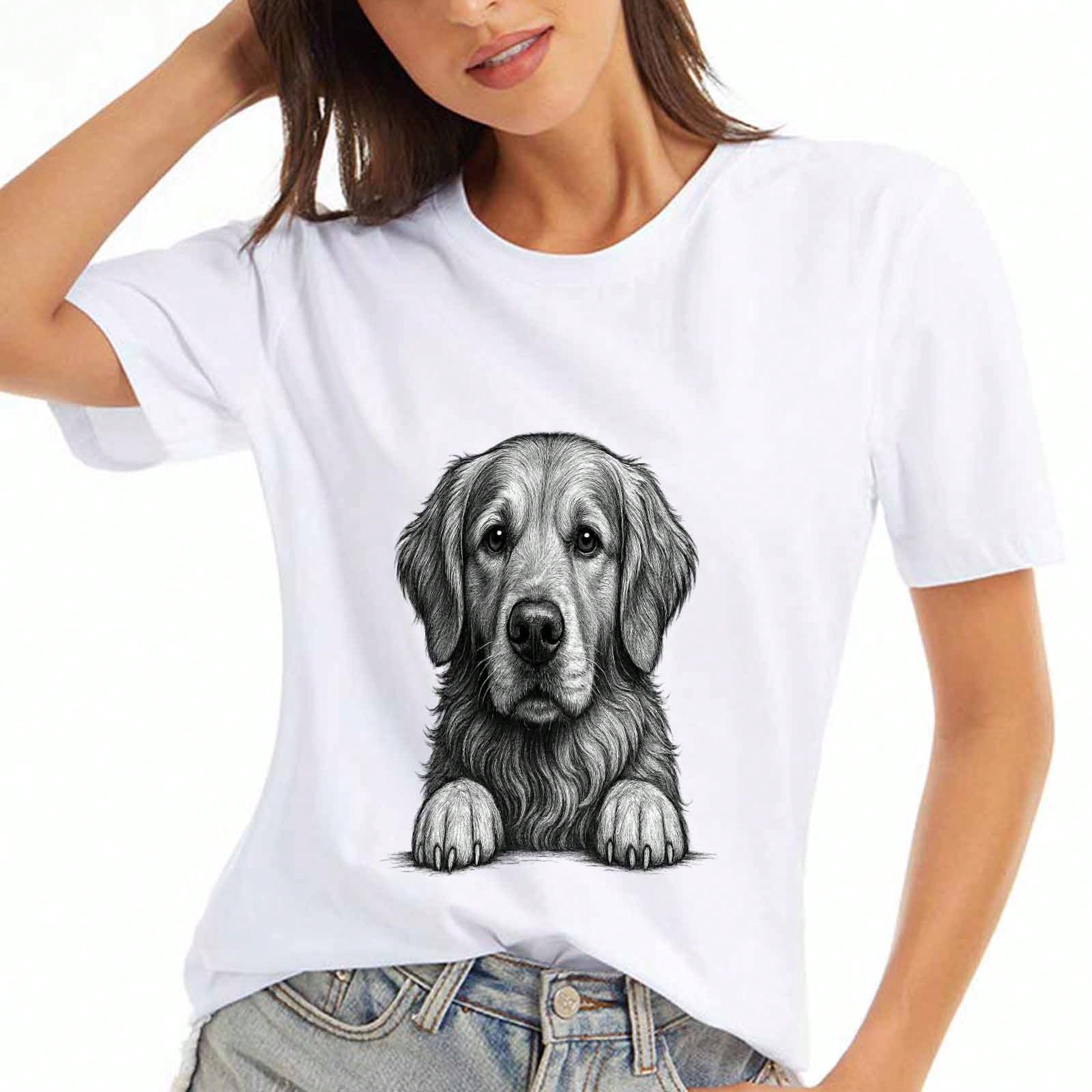 Golden Retriever Dog unisex Cotton T Shirt, Pure Cotton Premium Print, Durable, Casual And Fashionable, Ears Up System Armed Funny T Shirt, Dog Lover, S