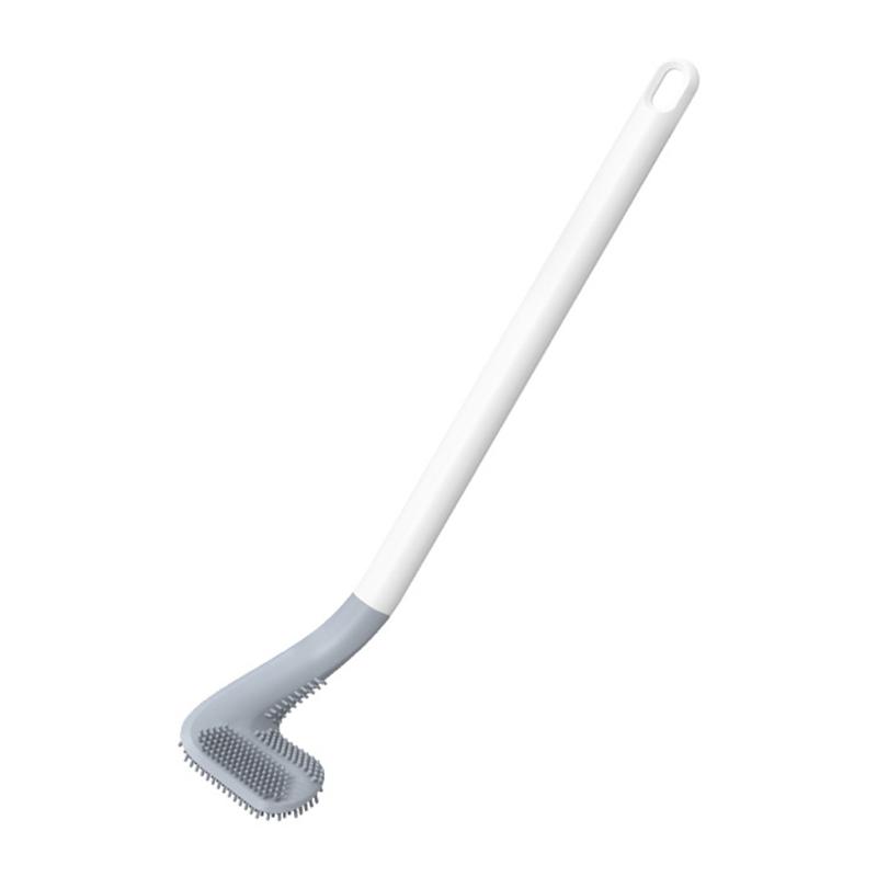 Soft Plastic Toilet Bowl Brush Bathroom Cleaning Brush with Non-slip Long-handle 1