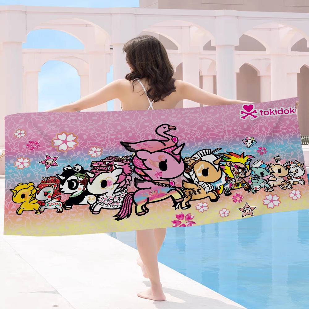 Kawaii T-Tokidoki Anime Beach Towel Colorful Bath Towels For Girl Microfiber Quick Dry Sand Free Beach Yoga Spa Gym Pool