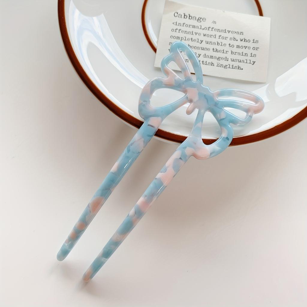 Butterfly Hair Stick, Fashionable and Casual Hair Stick, Women's Hair Clip, U-shaped Simple and Colorful Hair Accessory