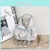 Nylon Flower Bow Pattern Student Backpack With Large Capacity For Daily Use