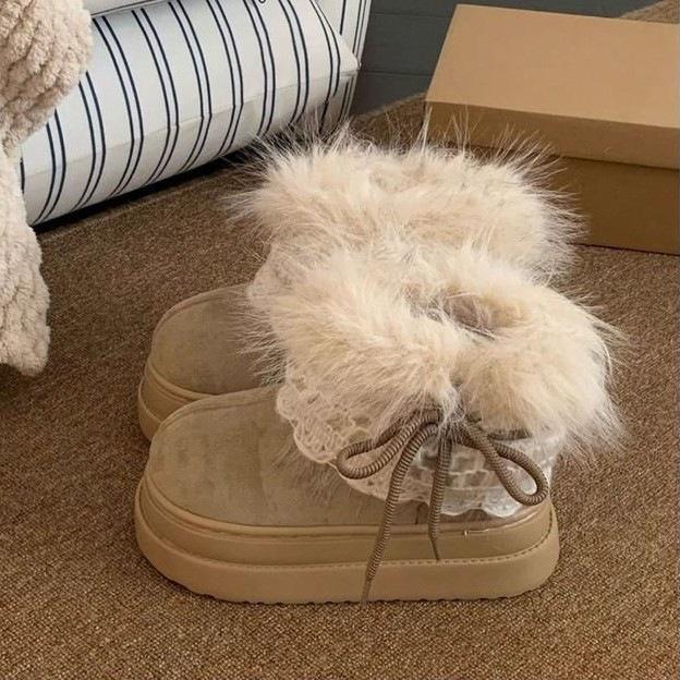 Muffin bottom premium Icelandic velvet thickened snow boots autumn and winter new warm Nordic style cute short boots