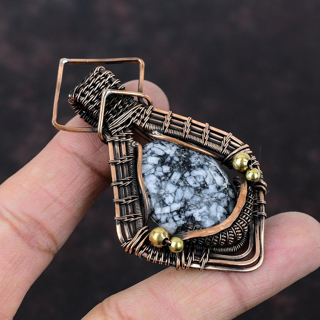 Pinolith Jasper Pendant Copper Wire Wrapped Pendant Original Gemstone Jewelry Handmade Brand New Pendant Amazing Copper Jewelry Gift For Her