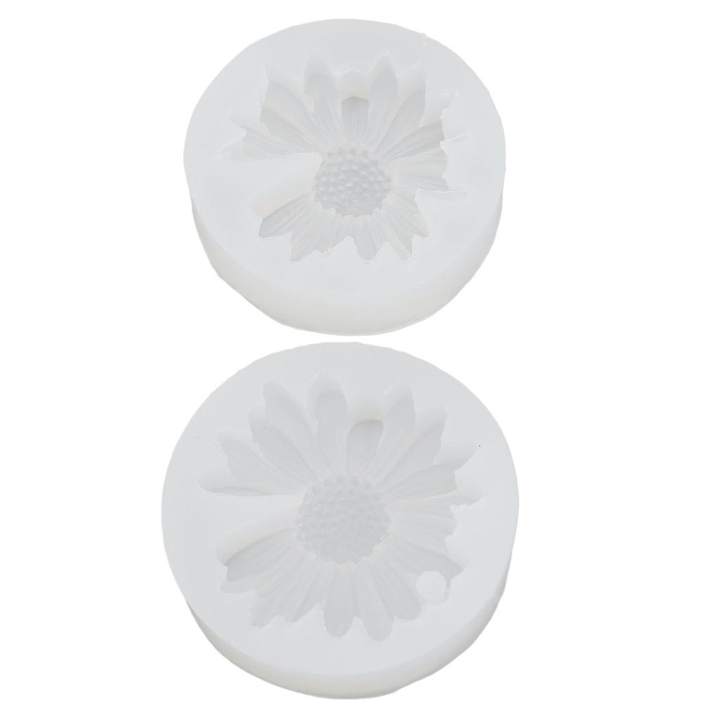 2Pcs Daisy Silicone Chocolate Molding Chrysanthemum Flower Fondant for Cake Decoration Polymer Clay