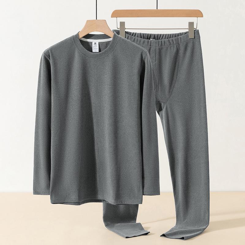 Men's Double-Sided Fleece Warm Winter Thermal Set: Long-Sleeved Top & Seamless Pants