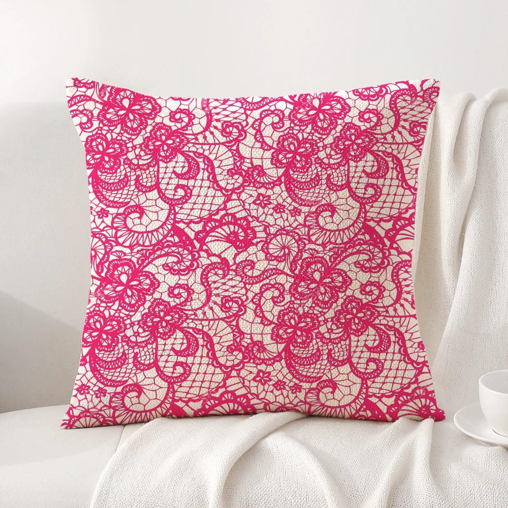 Lace Flower Cushion Cover Natural Linen Organic Fabric DoubleSided Printing Sofa Home Decor Gift Pillow Cover