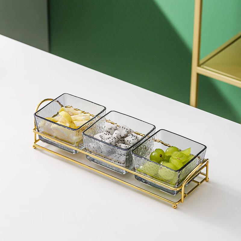 WUHE Glass Divided Serving Platter with Lid