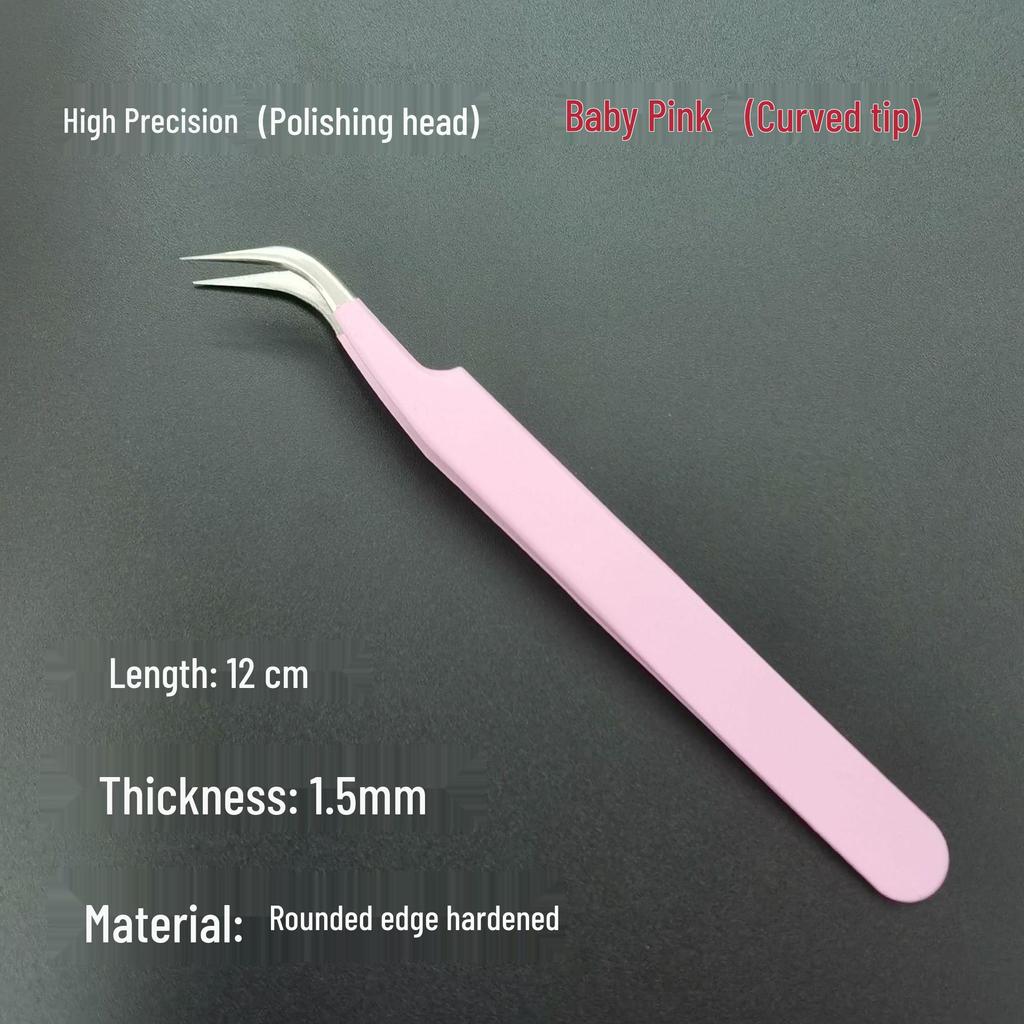 Black Anti-Static Stainless Steel Curved Tip Tweezers Set for Nail Art, Journaling, and Repairs