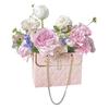 Flower Paper Gift Box with Metal Chain Bouquet Storage Bucket Small Florist Handbag Gift Craft Wrap Bag for Wedding