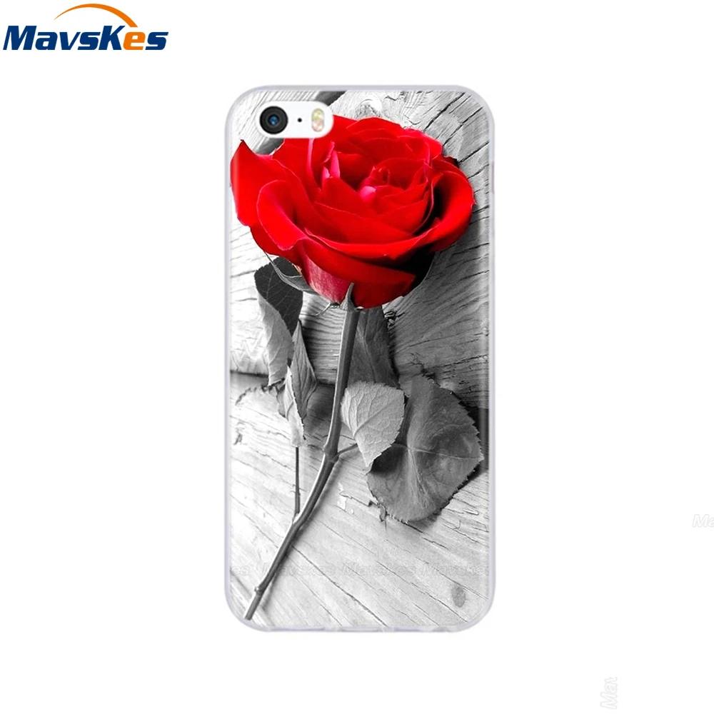 For iPhone 5s SE 5 Case Cover Silicone Soft TPU Cover Print Flower Cute Animal Phone Case For iPhone 6s 6 7 8 Fundas Clear Cases