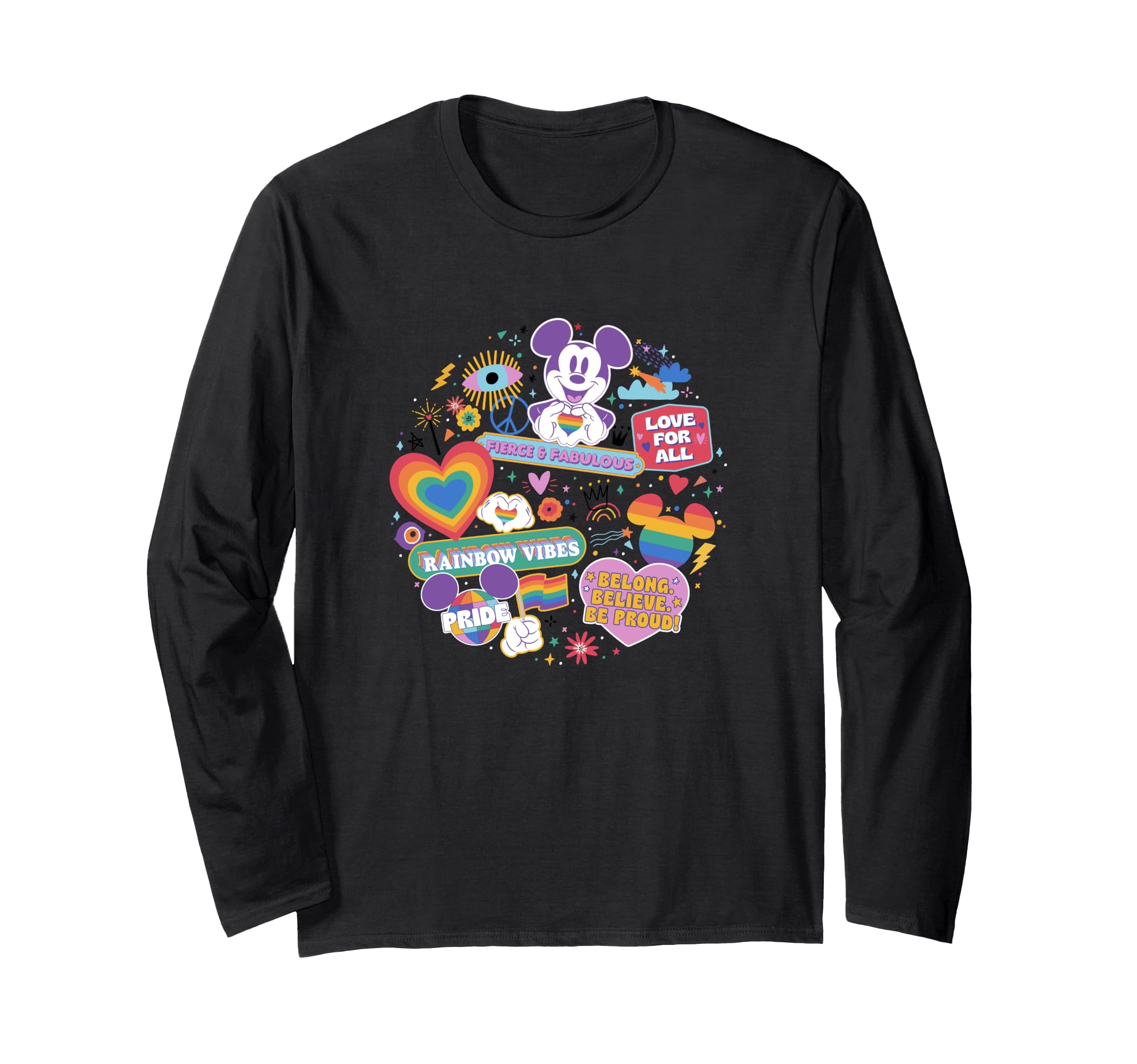 Disney Mickey and Friends Love For All Rainbow Icons Long-Sleeve T-Shirt