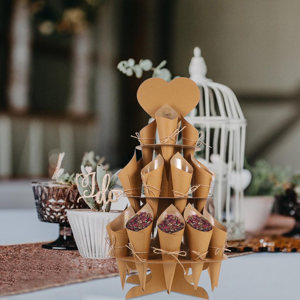 1Set Confetti Petals Cones Holder Wedding Party Favors for Candy Dried Flowers Lavender Fillable Easy Storage Craft Design