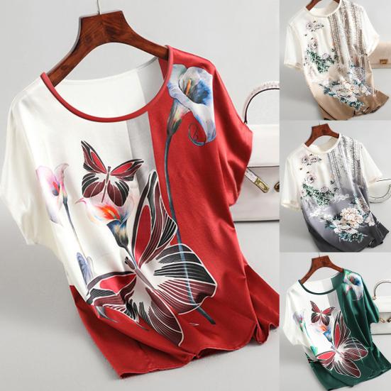 

Женская футболка с принтом бабочки, круглая шея, с коротким рукавом, свободная блузка для повседневного ношения