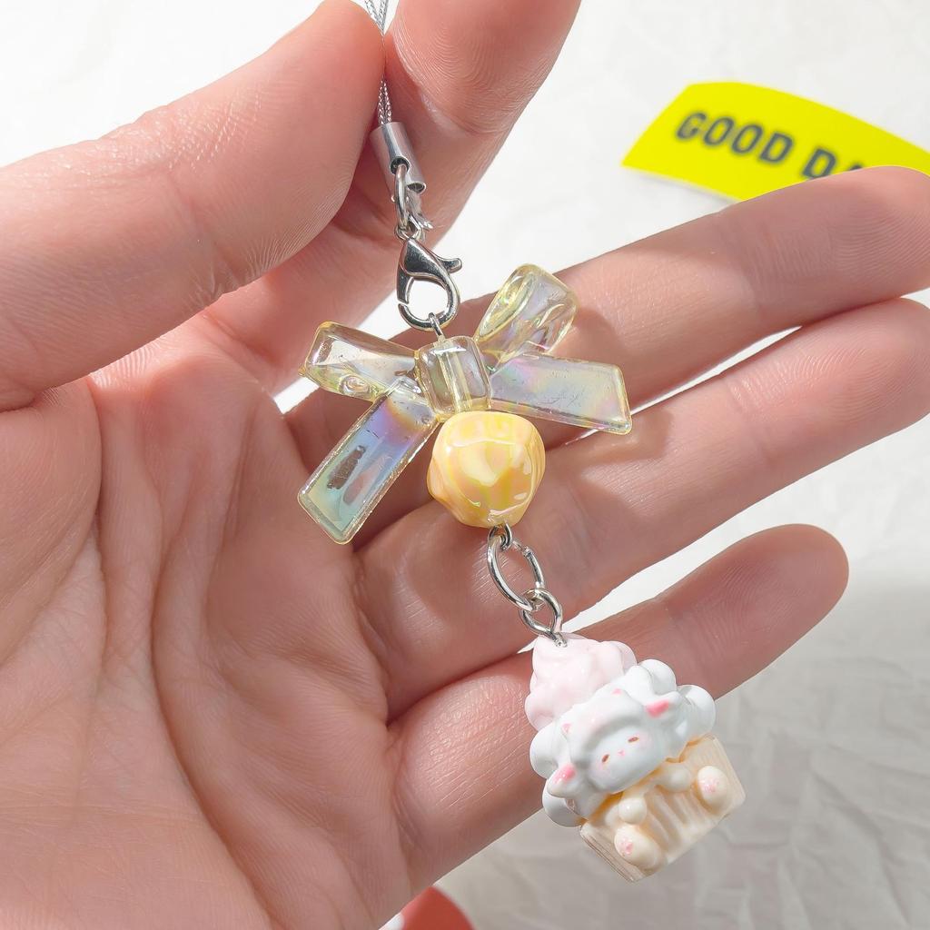 Phone Strap: Cute Sheep Cake Bowknot Charm - Ideal Gift for Besties & Bag Pendant Keychain
