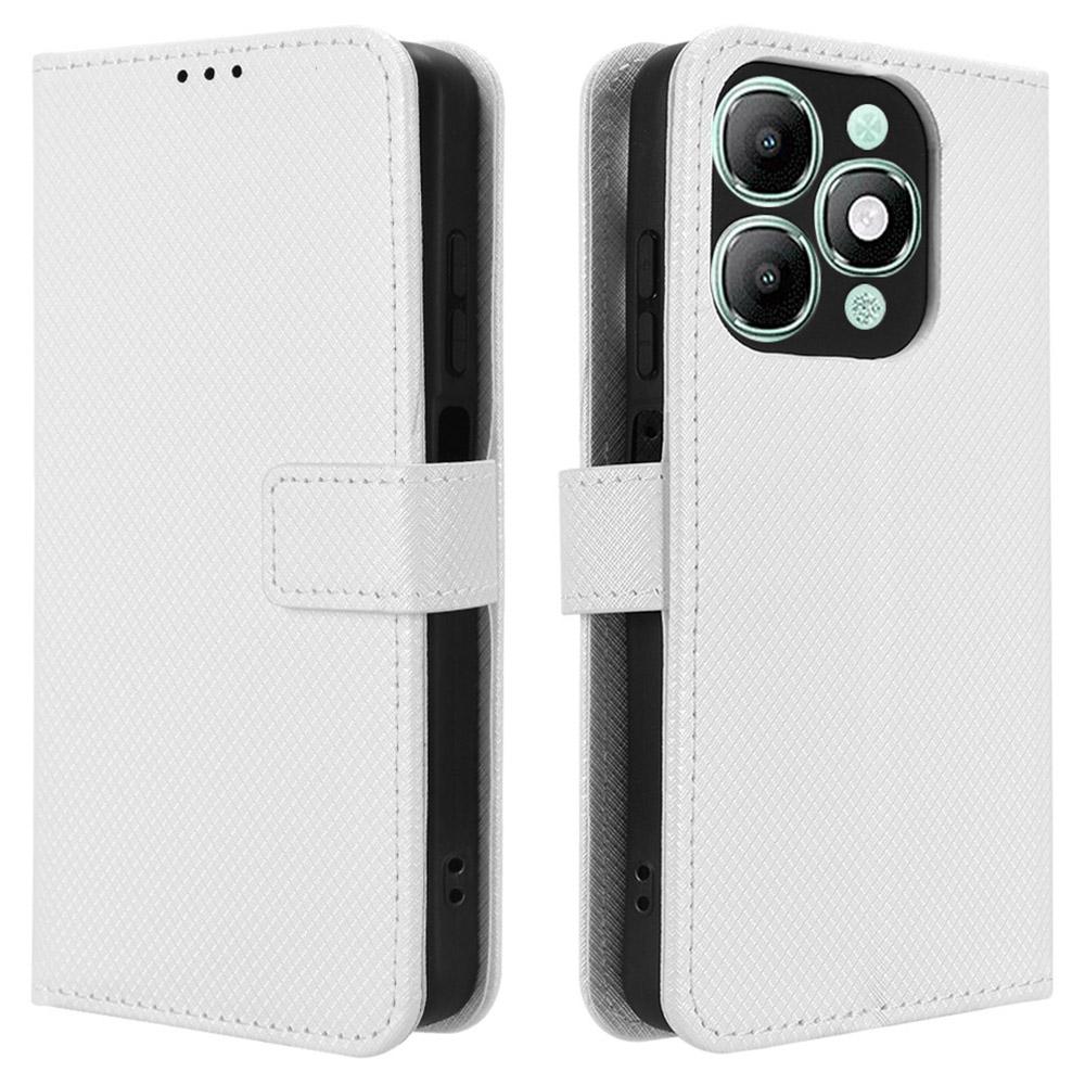 For Itel A90 4G Leather Wallet Case with Strap Diamond Texture Phone Cover