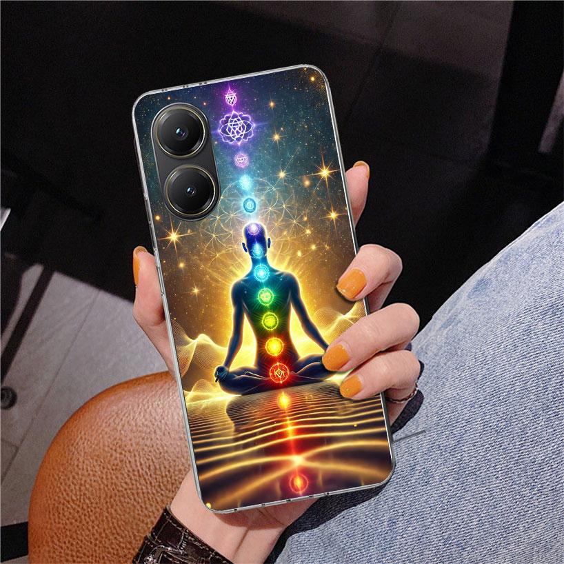 Yoga Chakra Spirituell Energi Universum Phnoe Fodral för Xiaomi Poco X5 X6 X7 Pro X4 Gt F7 Ultra M8 M7 Redmi 15C 15 13C 13 12C 12 Un