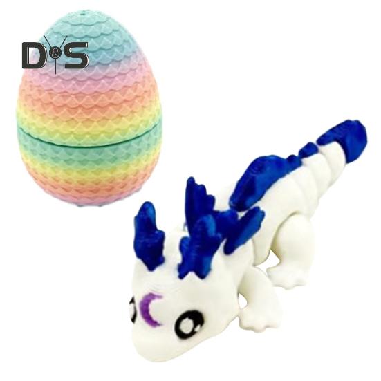 

3D-печатное яйцо дракона, красочное яйцо с драконом внутри, шарнирная фигурка дракона, гибкая игрушка-фиджет для детей, наполнители для пасхальной корзины белый/синий