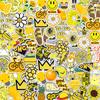 50pcs Cute Waterproof Yellow Orange Stickers For Water Bottle Trunk Journaling