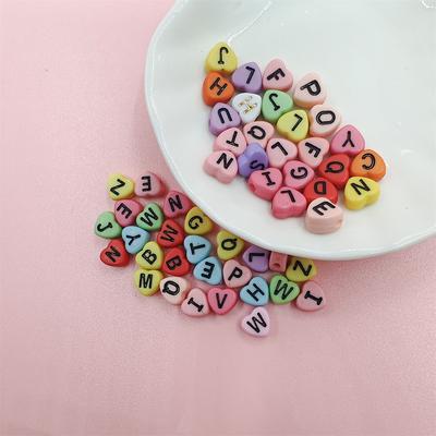 200 Stücke 4*7mm Lose Perlen Herz Brief Candy Farbe Für Schmuck Machen Halskette Armband Anhänger Einzigen Loch DIY
