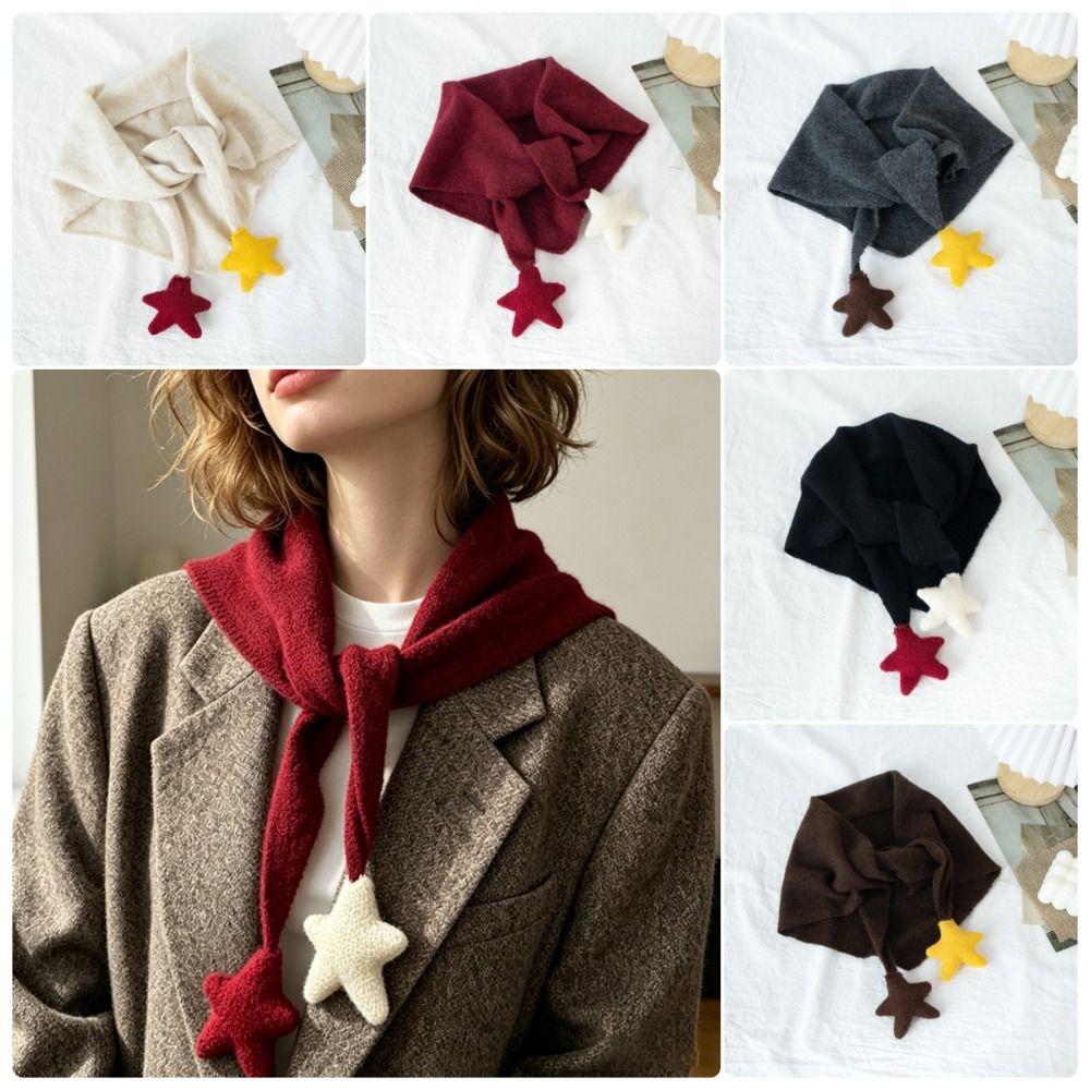 Korean Style Knitted Scarf Star Balls Neck Warmer Scarf New Knitted Shawl Winter