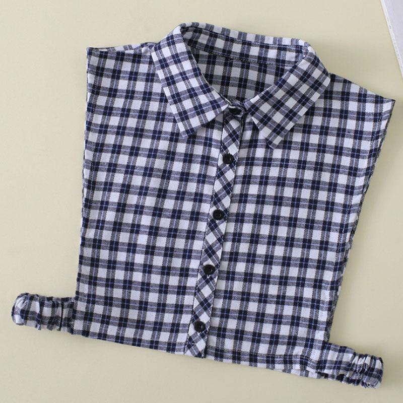 Fashion Plaid Fake Collar Women Detachable collars New Cotton False Collar Shirt Tie Female Removable Dickie Half Shirt Women