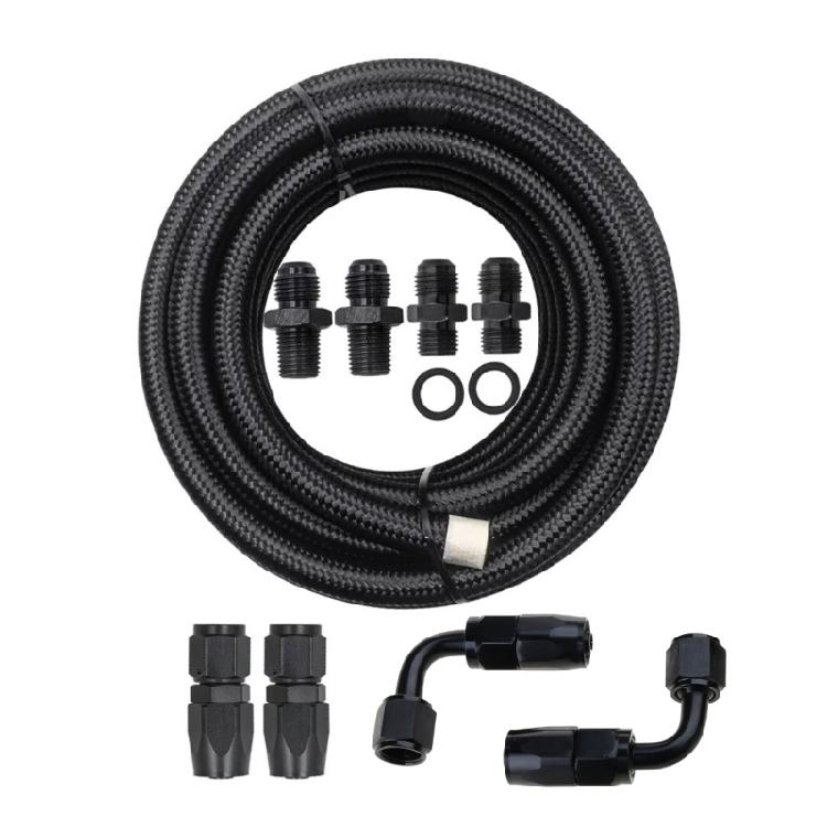 Automatic Transmission Coolers Line Kit Black 6AN Steel Braided Hose For 4L60E 4L65E Automobile Replacement