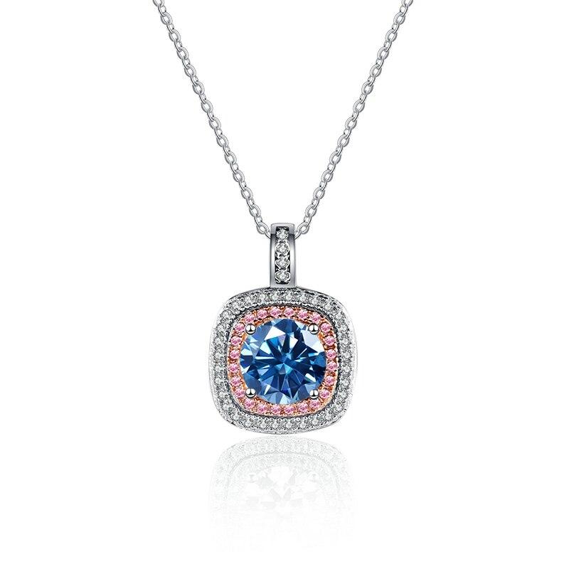 

Bague Ringen, 1 карат, настоящий кулон из муассанита, ожерелье для женщин, высокое качество, 100% стерлинговое серебро S925, свадебные украшения, подарок королевский синий