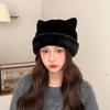Korean Style Leopard Ear Beanie Soft Pullover Cap Versatile Brimless Beanie Cap  Autumn