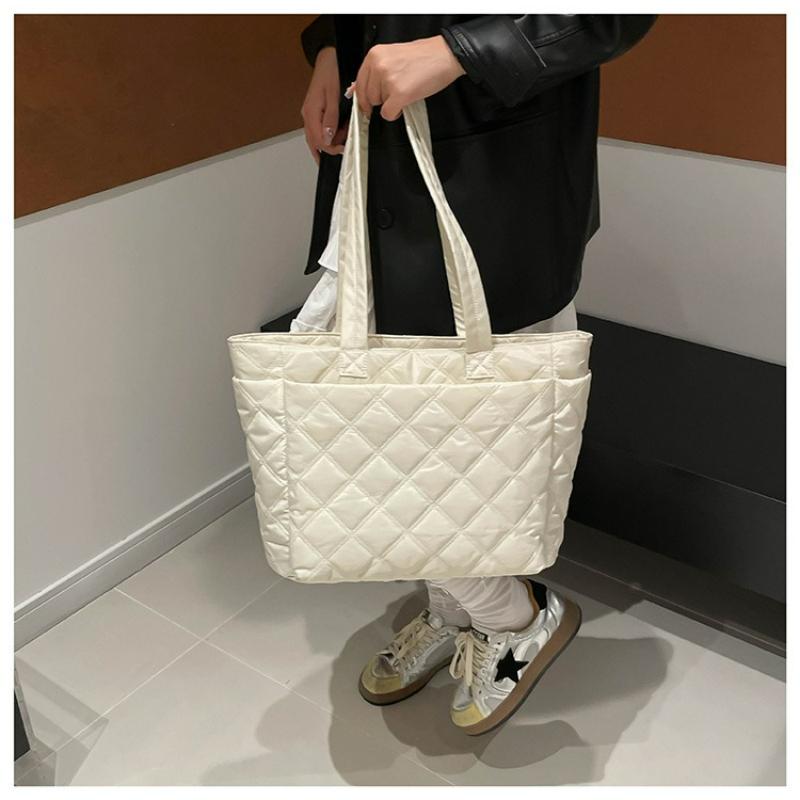 Women Cott Padded Tote Bag Korean Style Large Capacity Shoulder Bag for Travel CommuteComfortable for Daily Use Laptop Bag