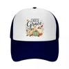 Autumn Faith Pumpkin Grace Lettering Mesh Baseball Cap Casual Hat Outdoor  For Womens Unisex FeUnisex