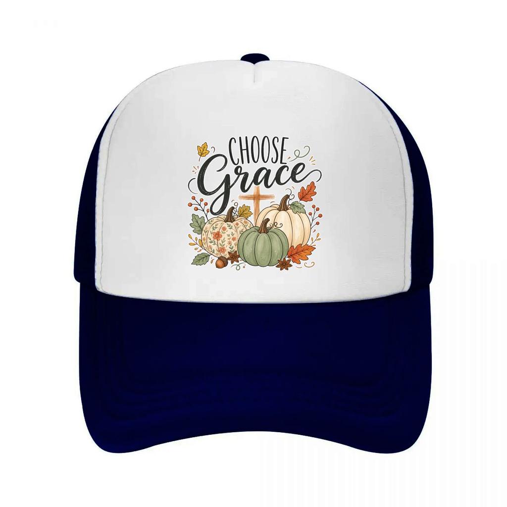 Autumn Faith Pumpkin Grace Lettering Mesh Baseball Cap Casual Hat Outdoor For Womens Unisex FeUnisex