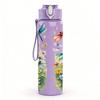 1PC Dragonfly Pond Watercolor Nature Print 750ml Color Plastic Sports Water Bottle Leakproof Flip Straw Lid Suitable for Sports Office Home Use