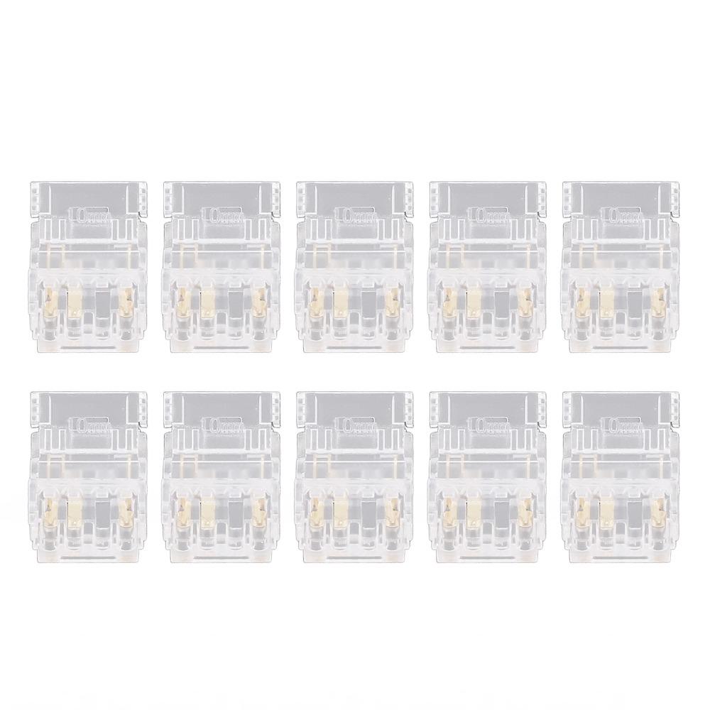10pcs Transparent COB Light Strip Connectors 2Pin LED Strip to Wire Connectors Home Use