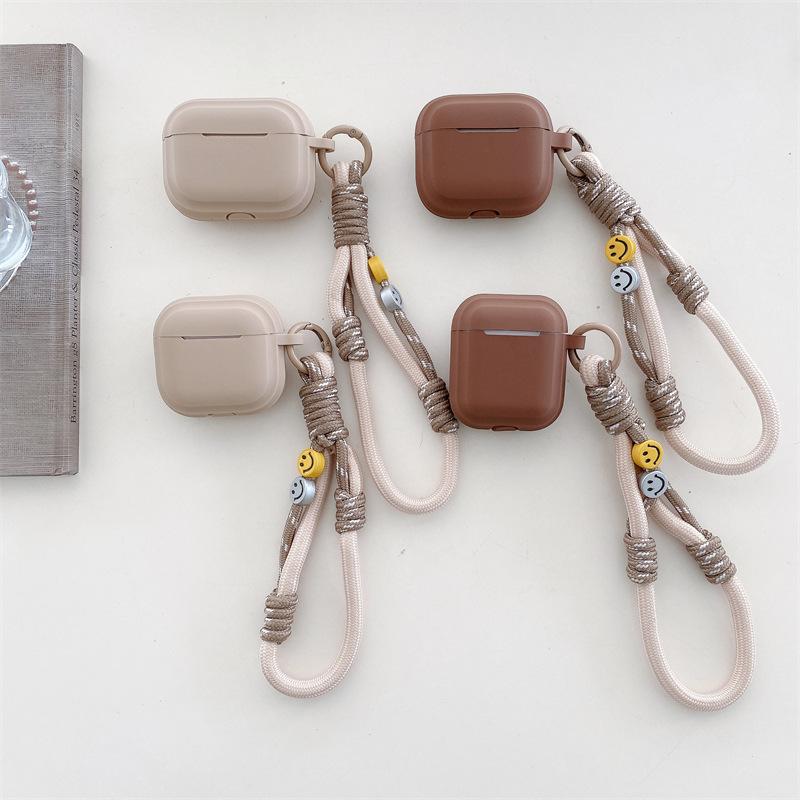 Simple Ins Solid Color Smiley Face for AirPods 1 Generation Protective Case Second Generation 1 Generation Pro1 Apple Bluetooth Headset Case